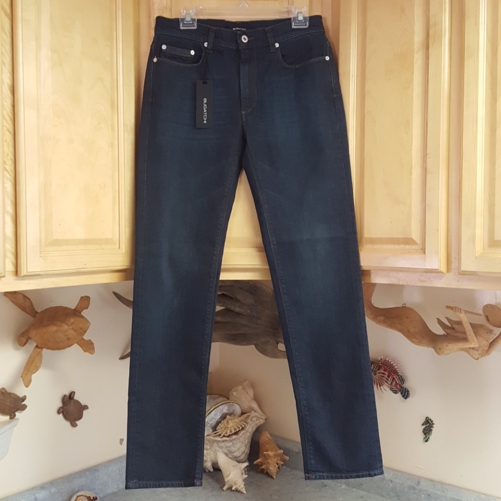 NWT Bugatchi Slim Straight Leg Dark Denim 30/32